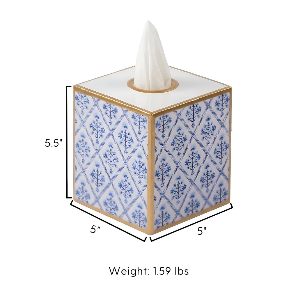 Marigold Lattice Enameled Tissue Box Cover