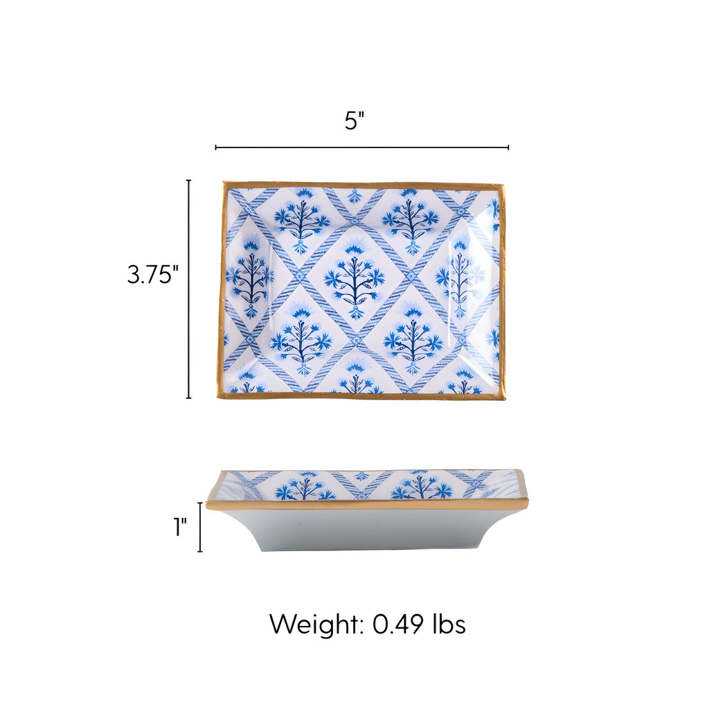 Marigold Lattice Enameled Landry Jewelry Tray