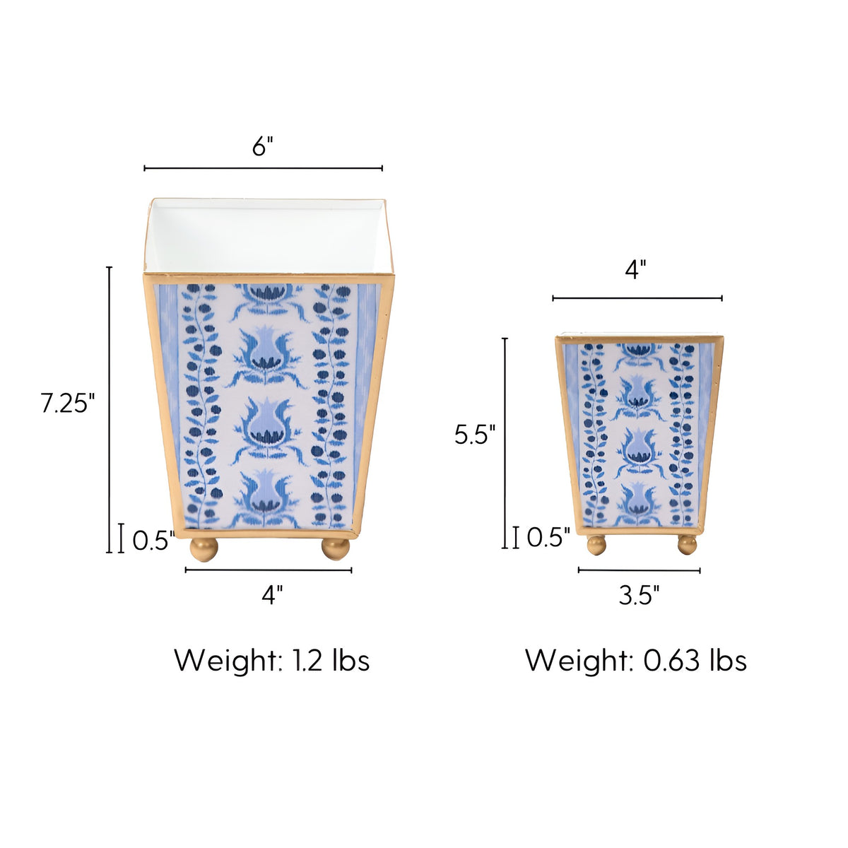 Pomegranate Enameled Square Cachepot Planter