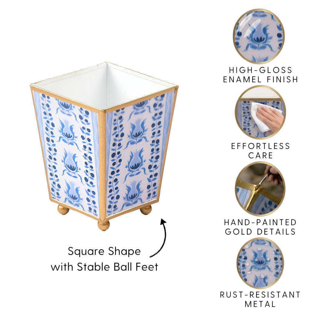 Pomegranate Enameled Square Cachepot Planter