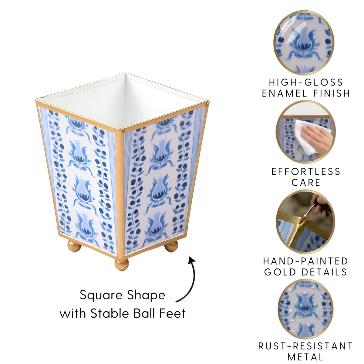 Pomegranate Enameled Square Cachepot Planter