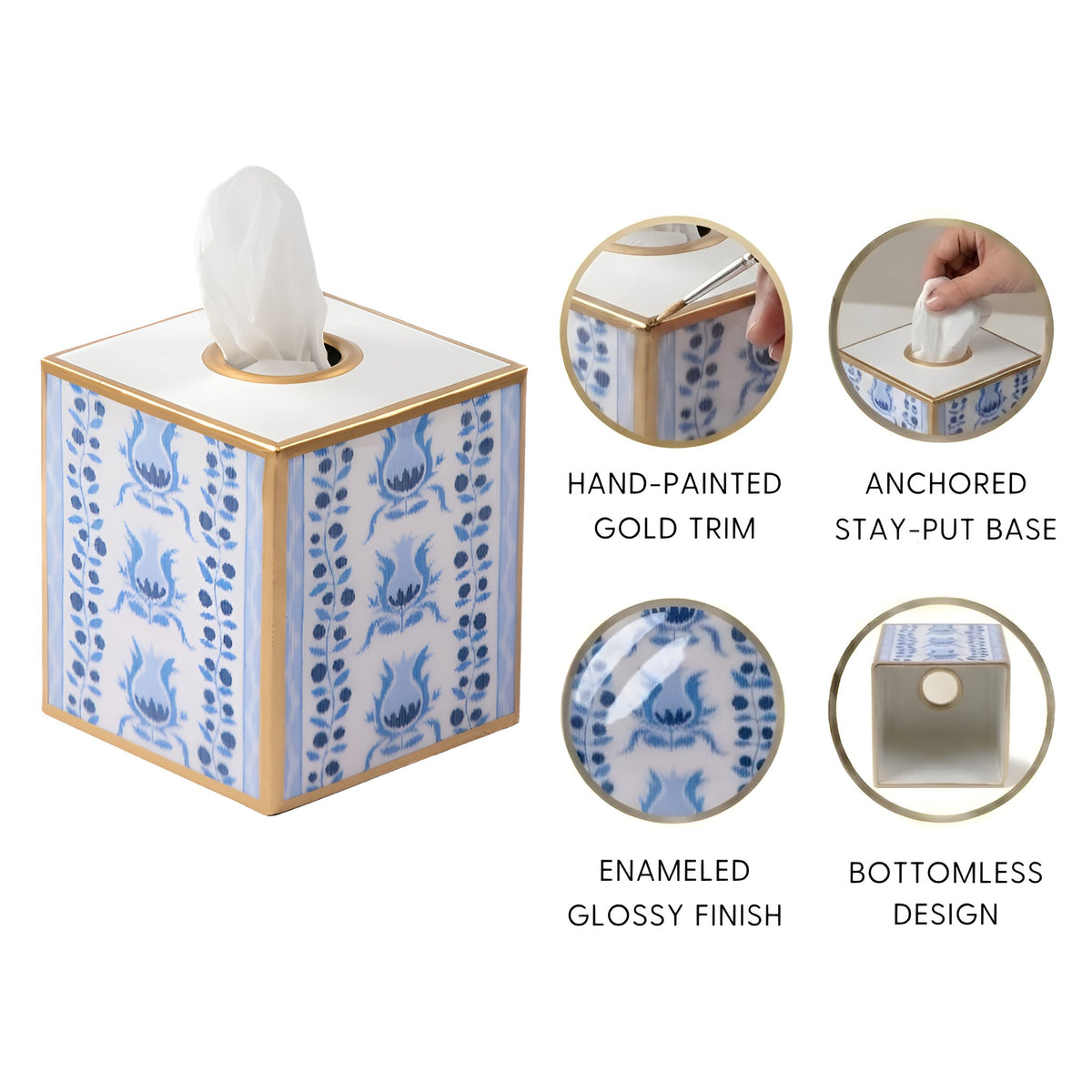 Pomegranate Enameled Tissue Box Cover