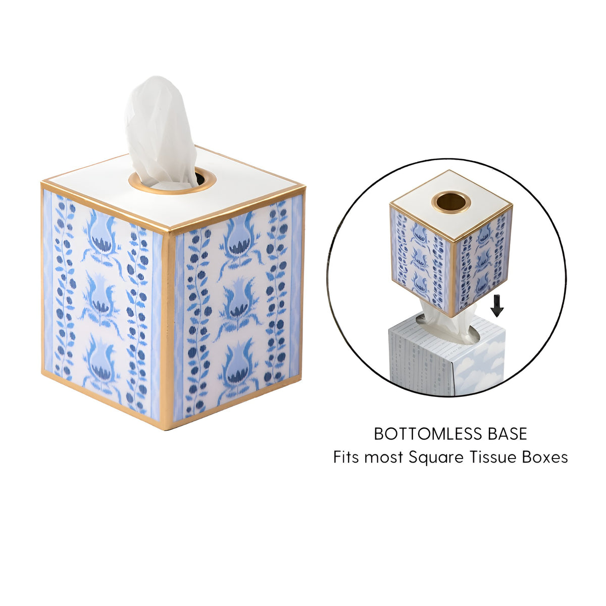 Pomegranate Enameled Tissue Box Cover