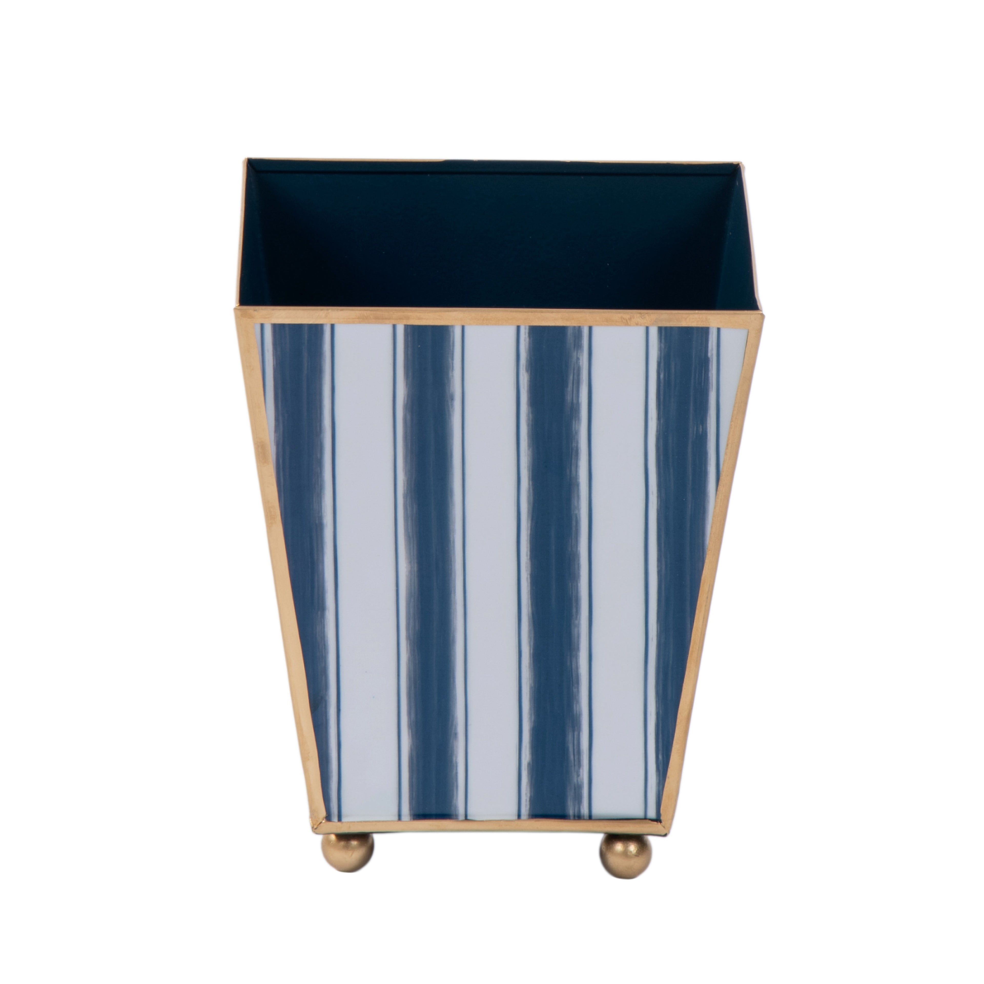 Brush Stripe Enameled Square Cachepot Planter - Avail 09/21