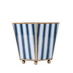 Brush Stripe Enameled Square Cachepot Planter - Avail 09/21