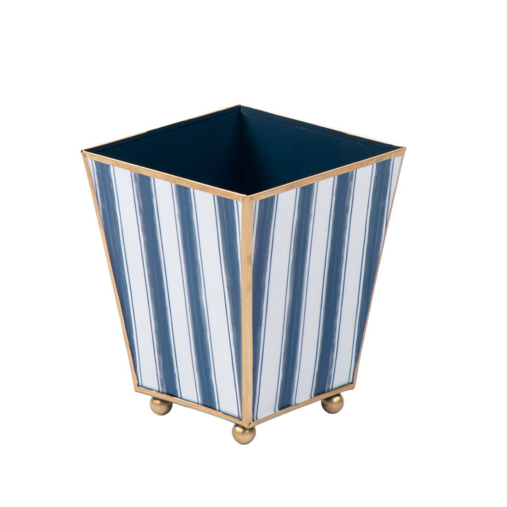Brush Stripe Enameled Square Cachepot Planter - Avail 09/21