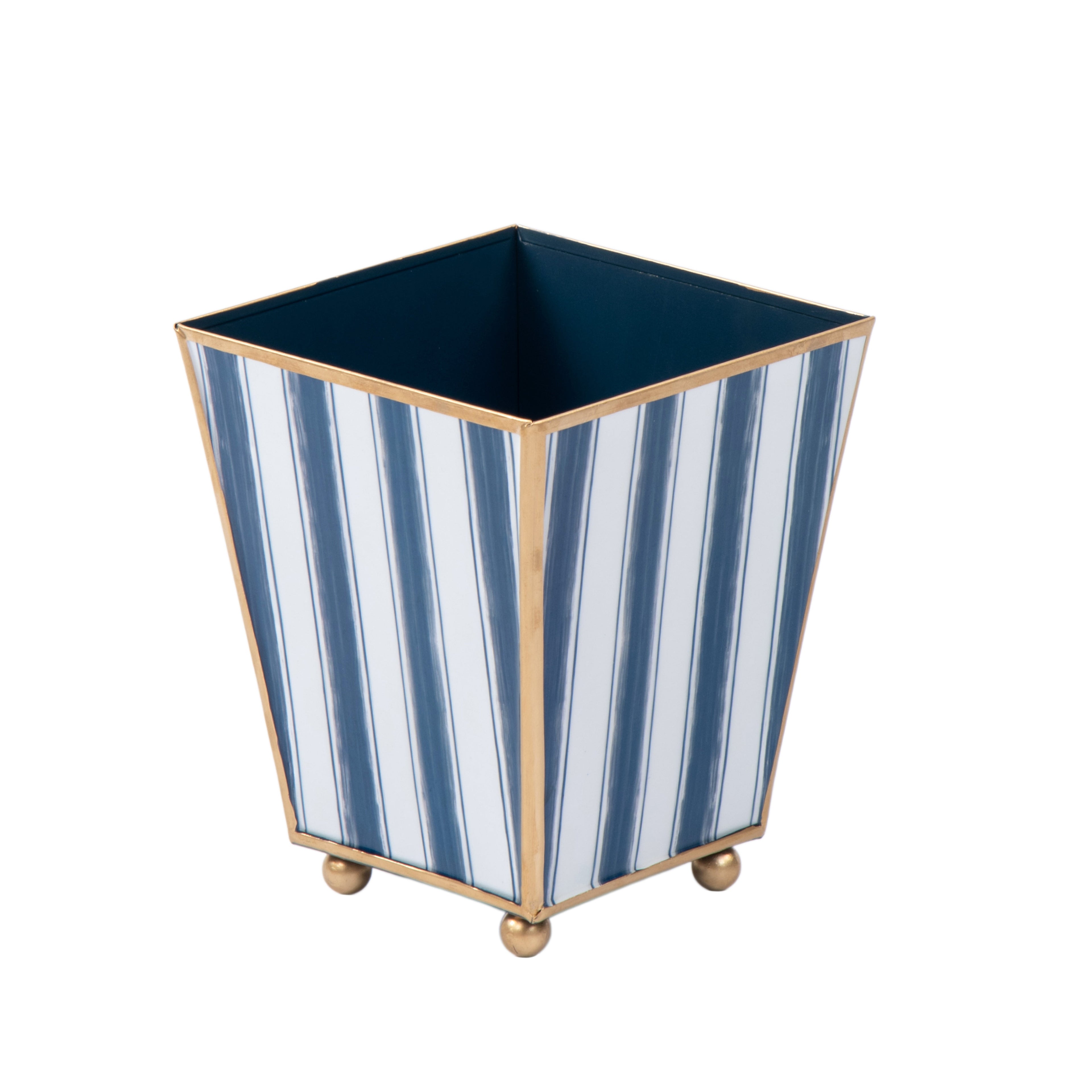 Brush Stripe Enameled Square Cachepot Planter - Avail 09/21