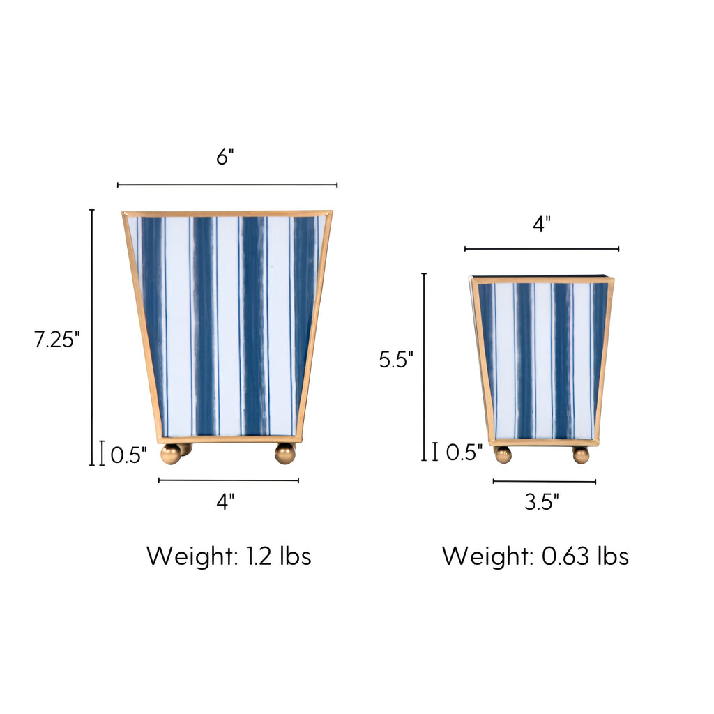 Brush Stripe Enameled Square Cachepot Planter