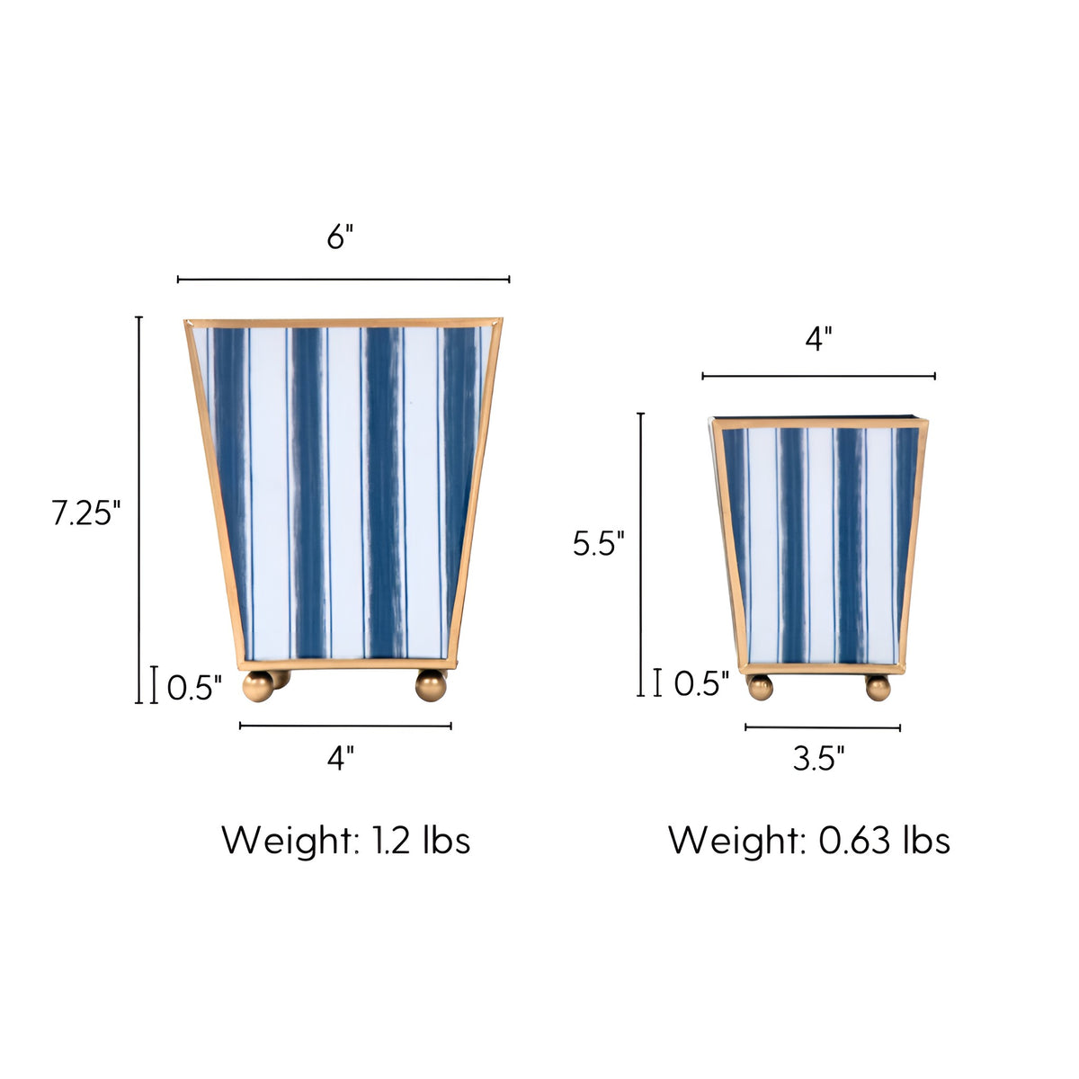 Brush Stripe Enameled Square Cachepot Planter