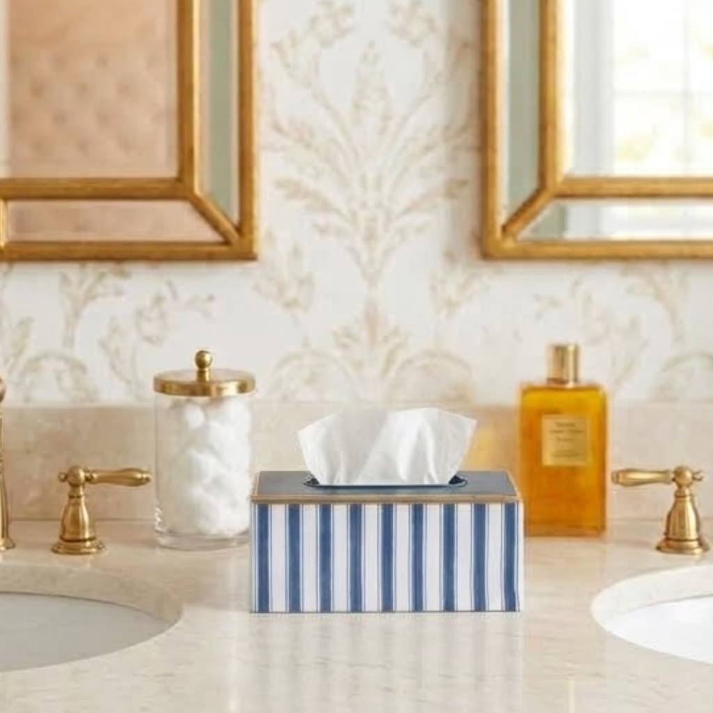 Brush Stripe Enameled Rectangular Tissue Box Cover - Avail 10/01