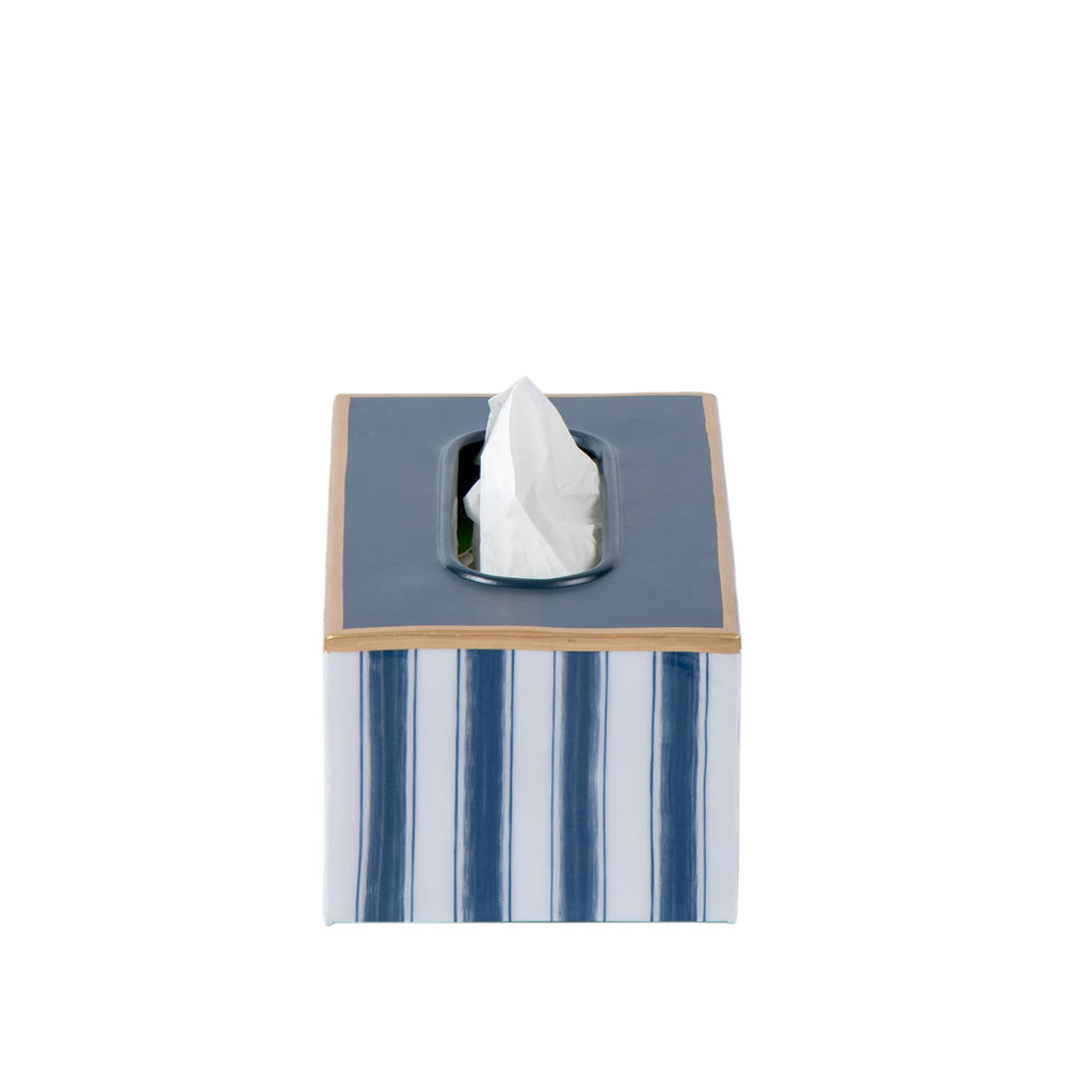 Brush Stripe Enameled Rectangular Tissue Box Cover - Avail 09/21
