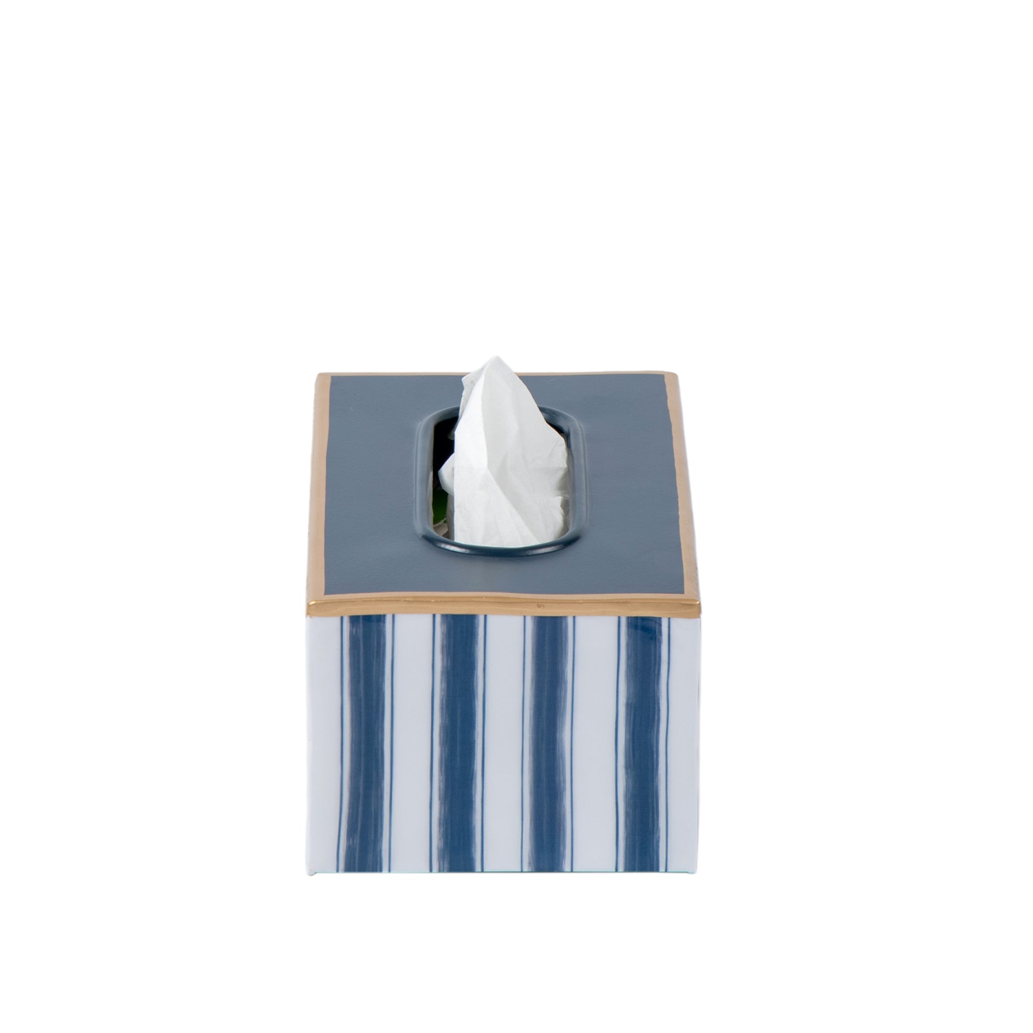 Brush Stripe Enameled Rectangular Tissue Box Cover - Avail 09/21