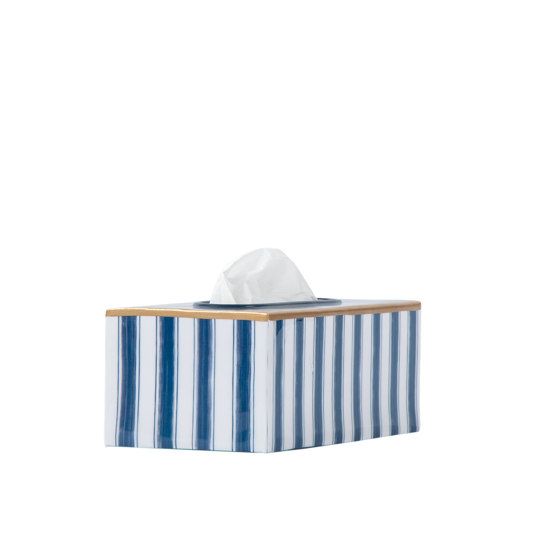 Brush Stripe Enameled Rectangular Tissue Box Cover - Avail 09/21