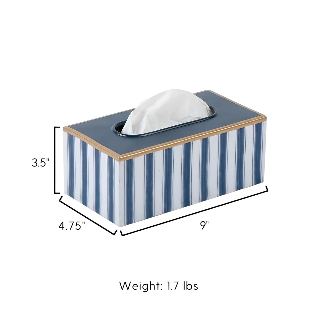 Brush Stripe Enameled Rectangular Tissue Box Cover