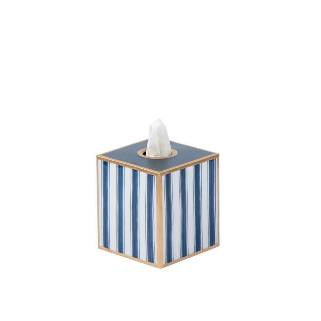 Brush Stripe Enameled Tissue Box Cover - Avail 09/21