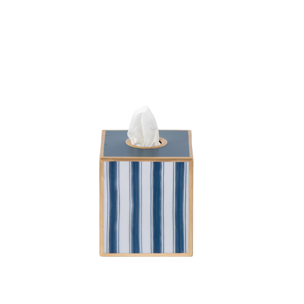Brush Stripe Enameled Tissue Box Cover - Avail 09/21