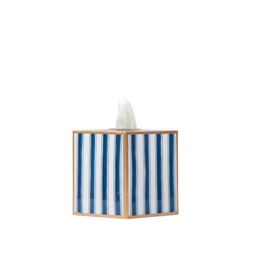 Brush Stripe Enameled Tissue Box Cover - Avail 09/21