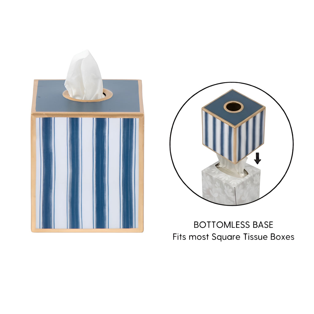 Brush Stripe Enameled Tissue Box Cover - Avail 10/01
