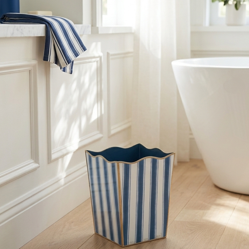Brush Stripe Rectangular Classic Wastebasket - Avail 10/01