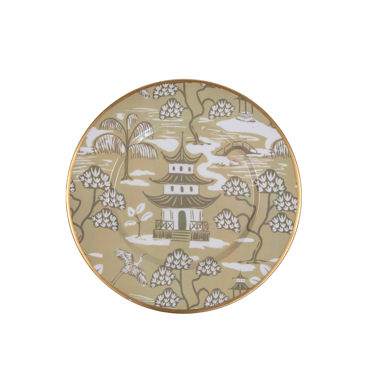 Kyoto Pagoda Enameled Charger (4pk) - Taupe & White - Avail 12/05