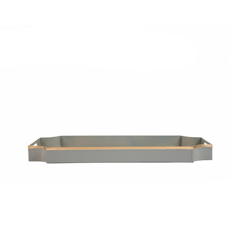 Kyoto Pagoda Enameled Jaye Tray - Taupe & White - Avail 11/27