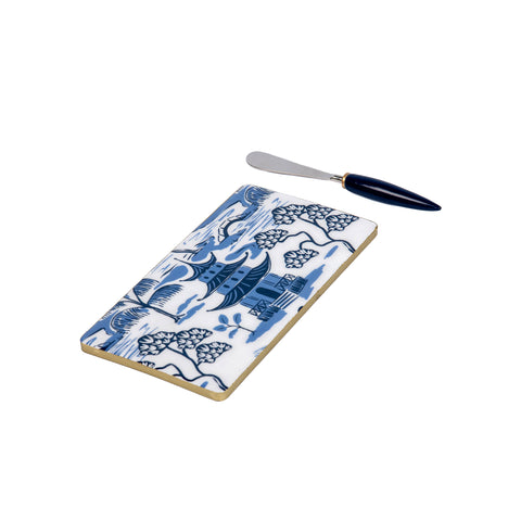 Kyoto Pagoda Amelia Cutting Board Set - White & Blue