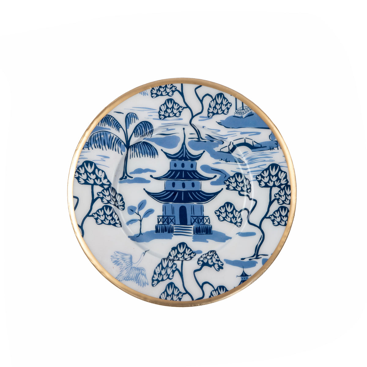 White & Blue Enameled Charger Plates for Table Top / Serving / Dinnerware / Tablesetting / Placemats made with High quality metal - designed by Lilibridge - Kyoto Pagoda Collection13.75"