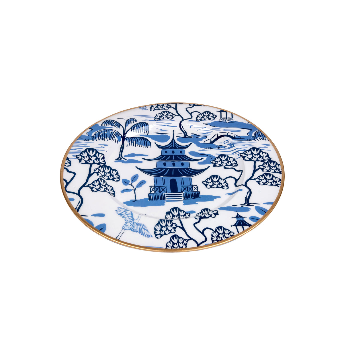 Kyoto Pagoda Dessert Plate (4pk) - White & Blue - Avail 11/11