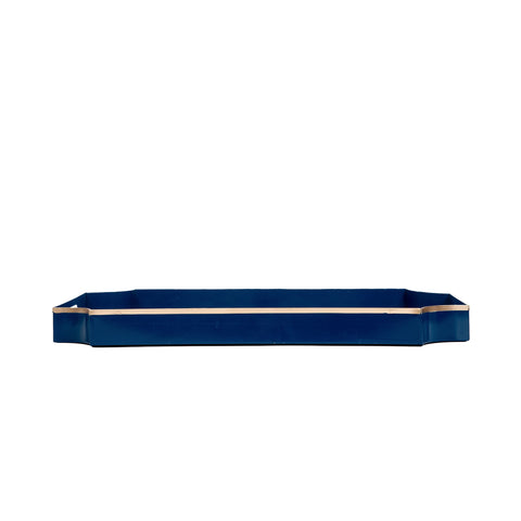 White & Blue Enameled Serving / Bar Tray with with Convienent Handles - made from High-Quality Metal- designed by Lilibridge -The Kyoto Pagoda Collection Collection 12 x 18 x 2