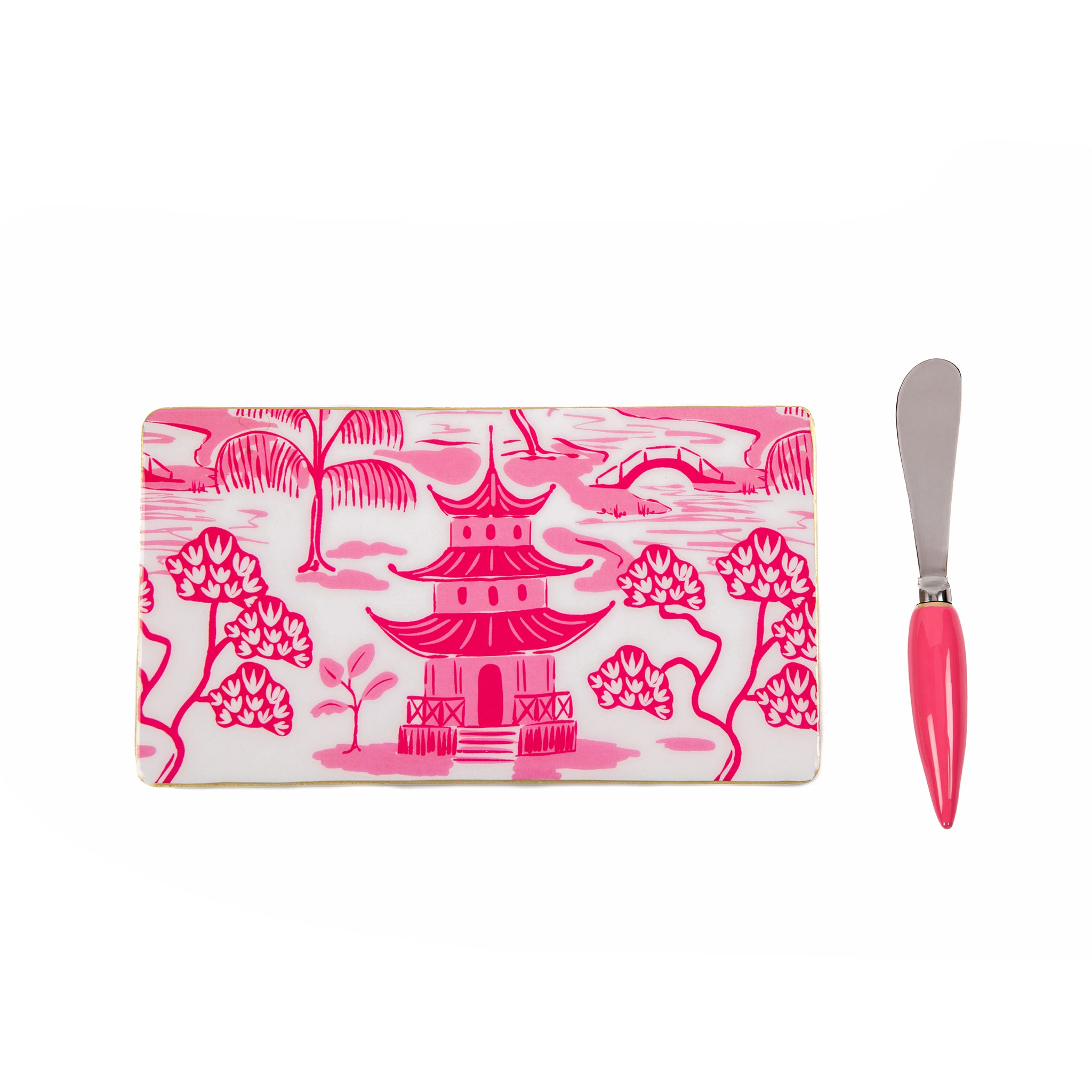 Kyoto Pagoda Amelia Cutting Board Set - White & Pink