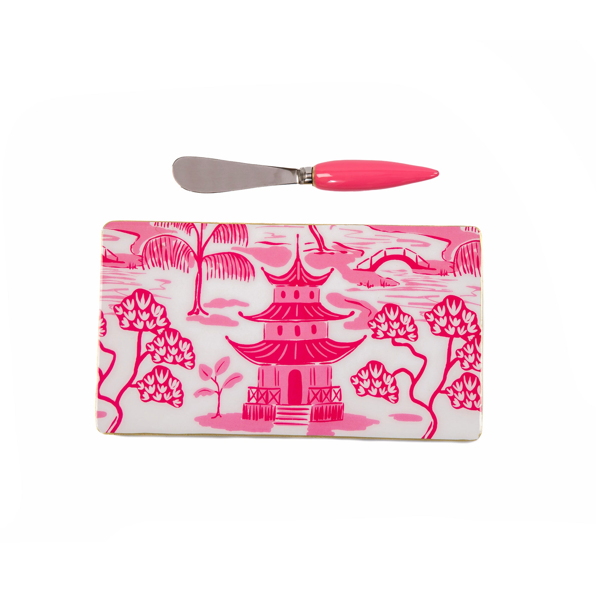 Kyoto Pagoda Amelia Cutting Board Set - White & Pink - Avail 02/21