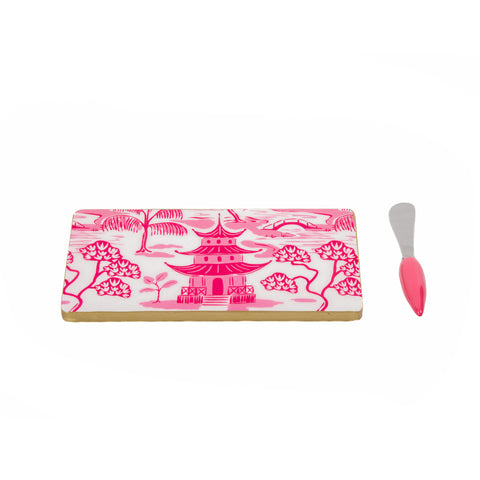 Kyoto Pagoda Amelia Cutting Board Set - White & Pink - Avail 02/21