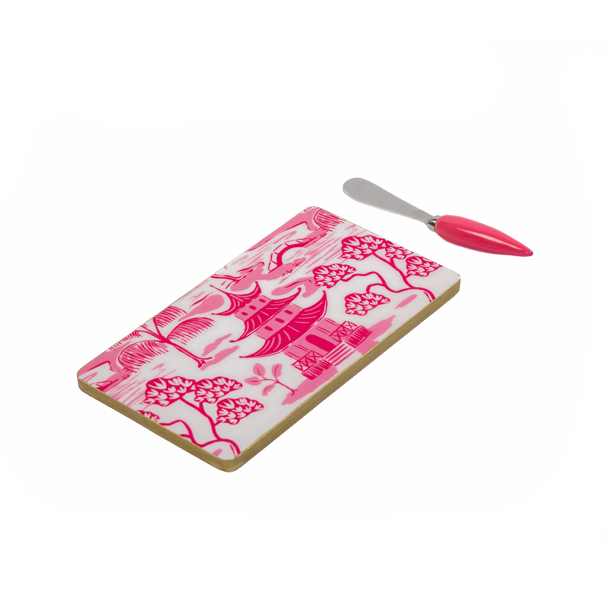 Kyoto Pagoda Amelia Cutting Board Set - White & Pink