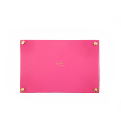 Kyoto Pagoda Enameled Oliver Tray 8x12 - White & Pink - Avail 02/21