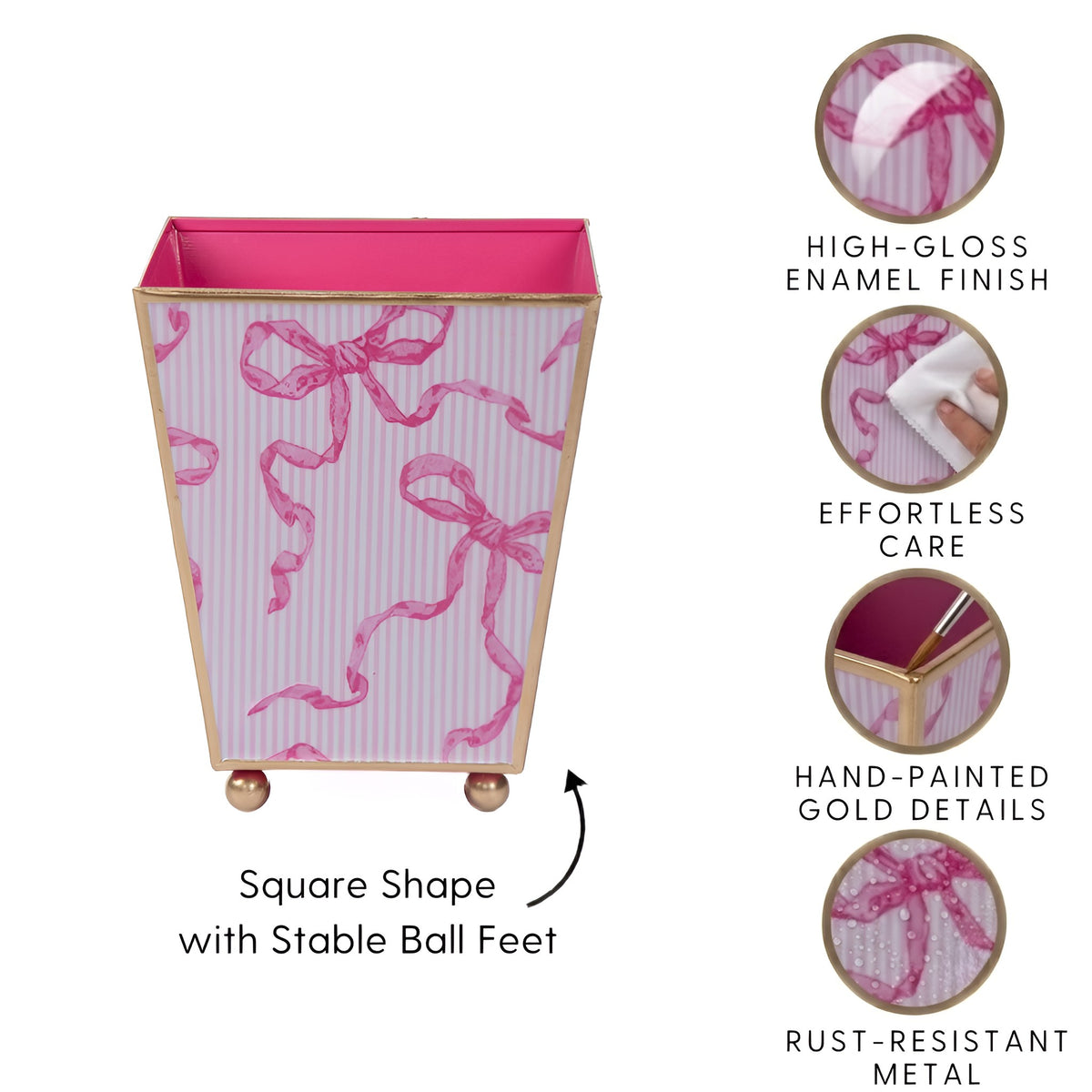 Ribbons of Hope Enameled Square Cachepot Planter