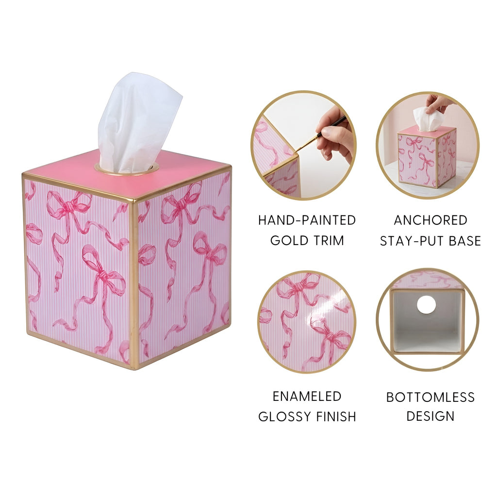 Ribbons of Hope Enameled Tissue Box Cover
