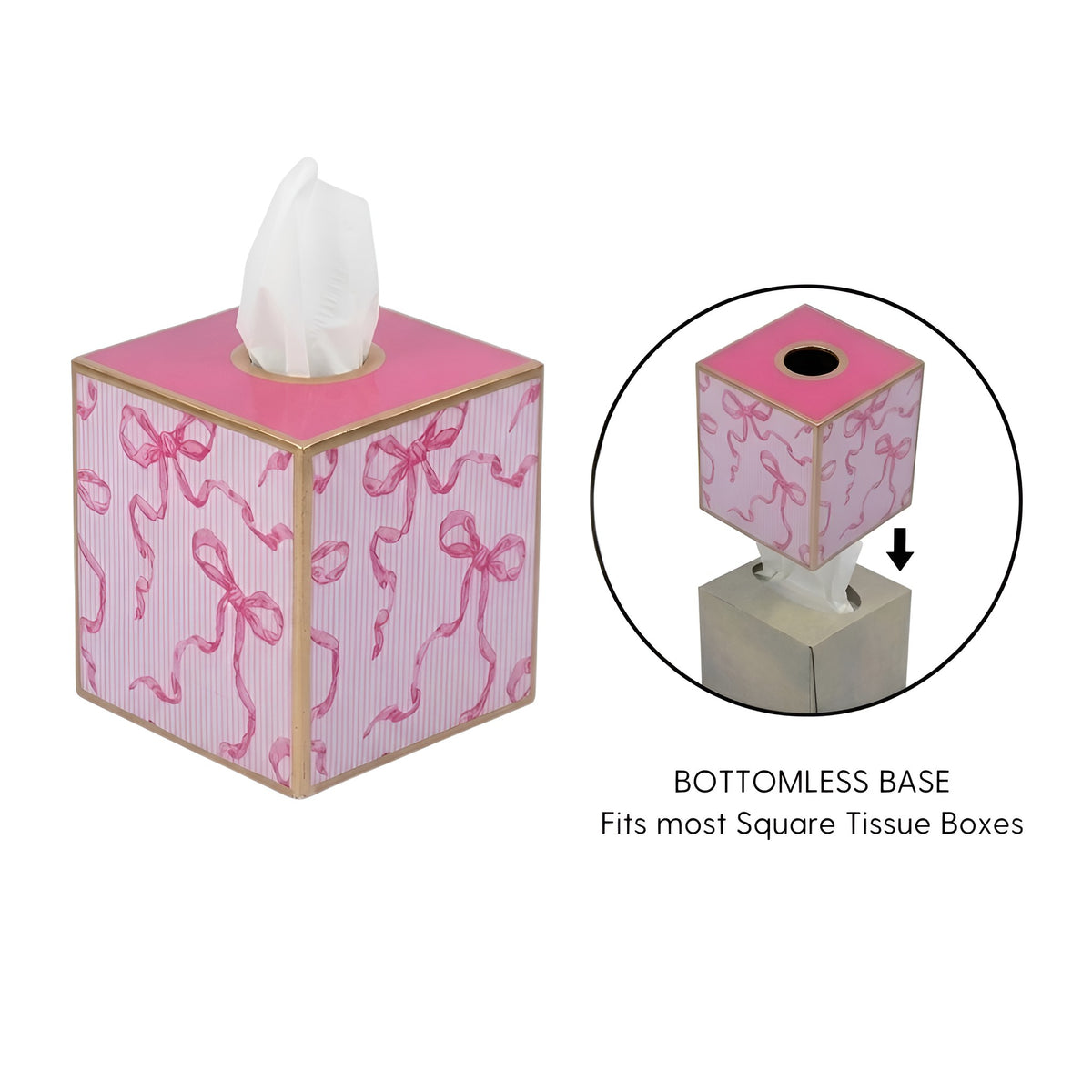 Ribbons of Hope Enameled Tissue Box Cover