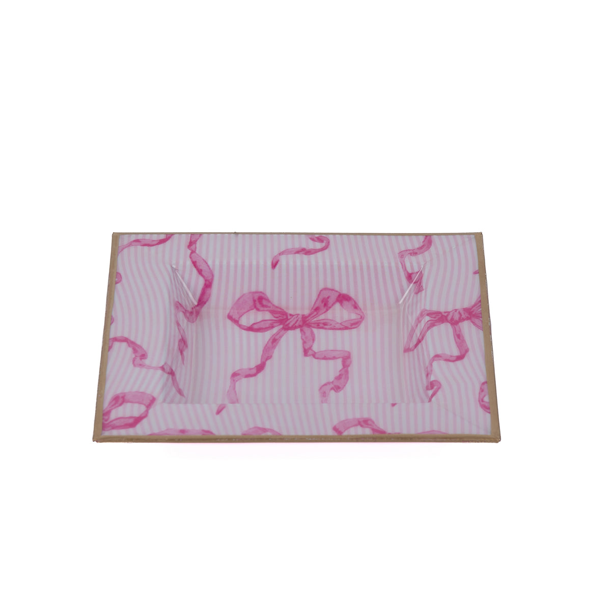 Pink Enameled Catch All / Trinket Tray with with Convienent Handles - made from High-Quality Metal- designed by Danika Herrick -The Ribbons of Hope Collection Collection 6 x 6