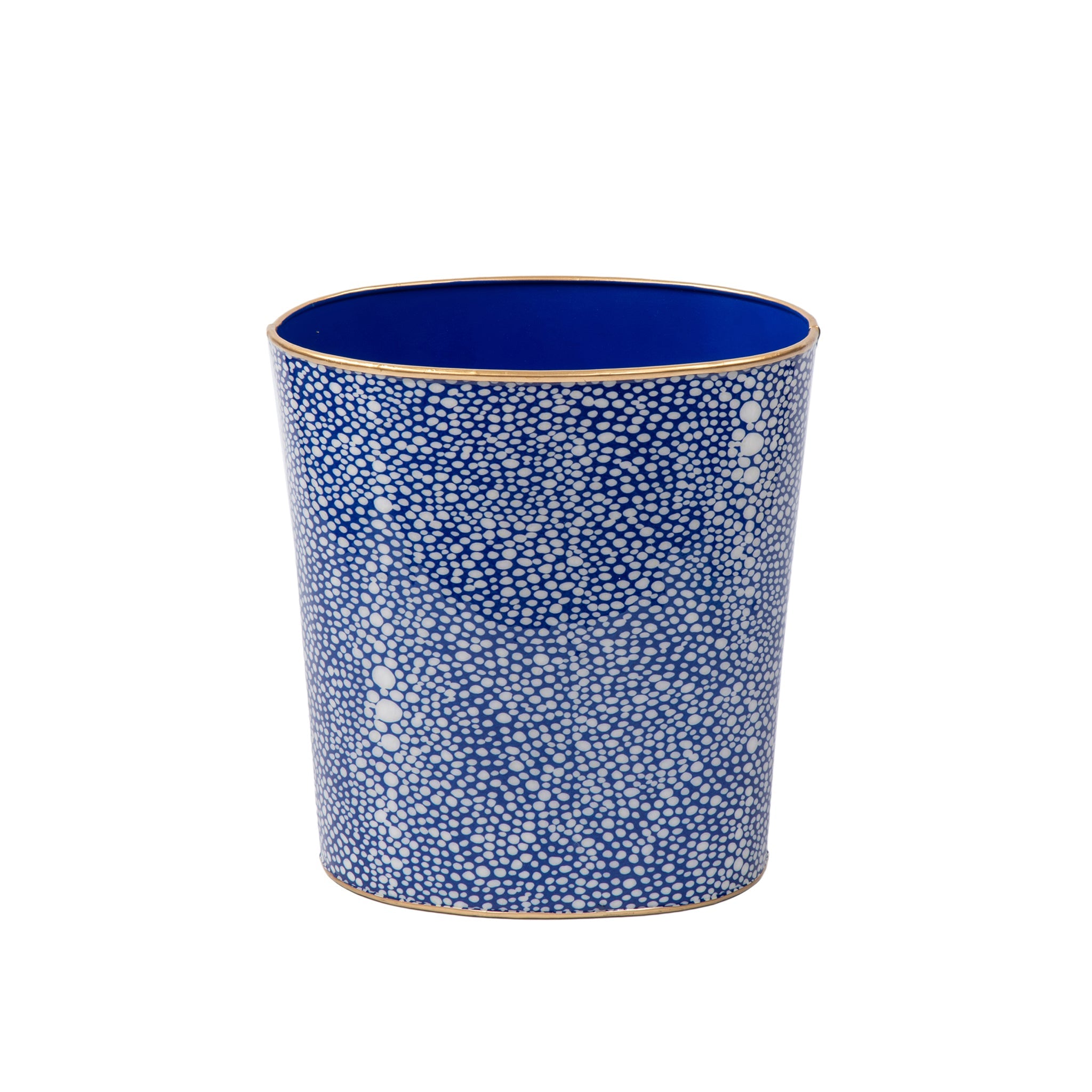 Shagreen Enameled Oval Wastebasket - Avail 09/21