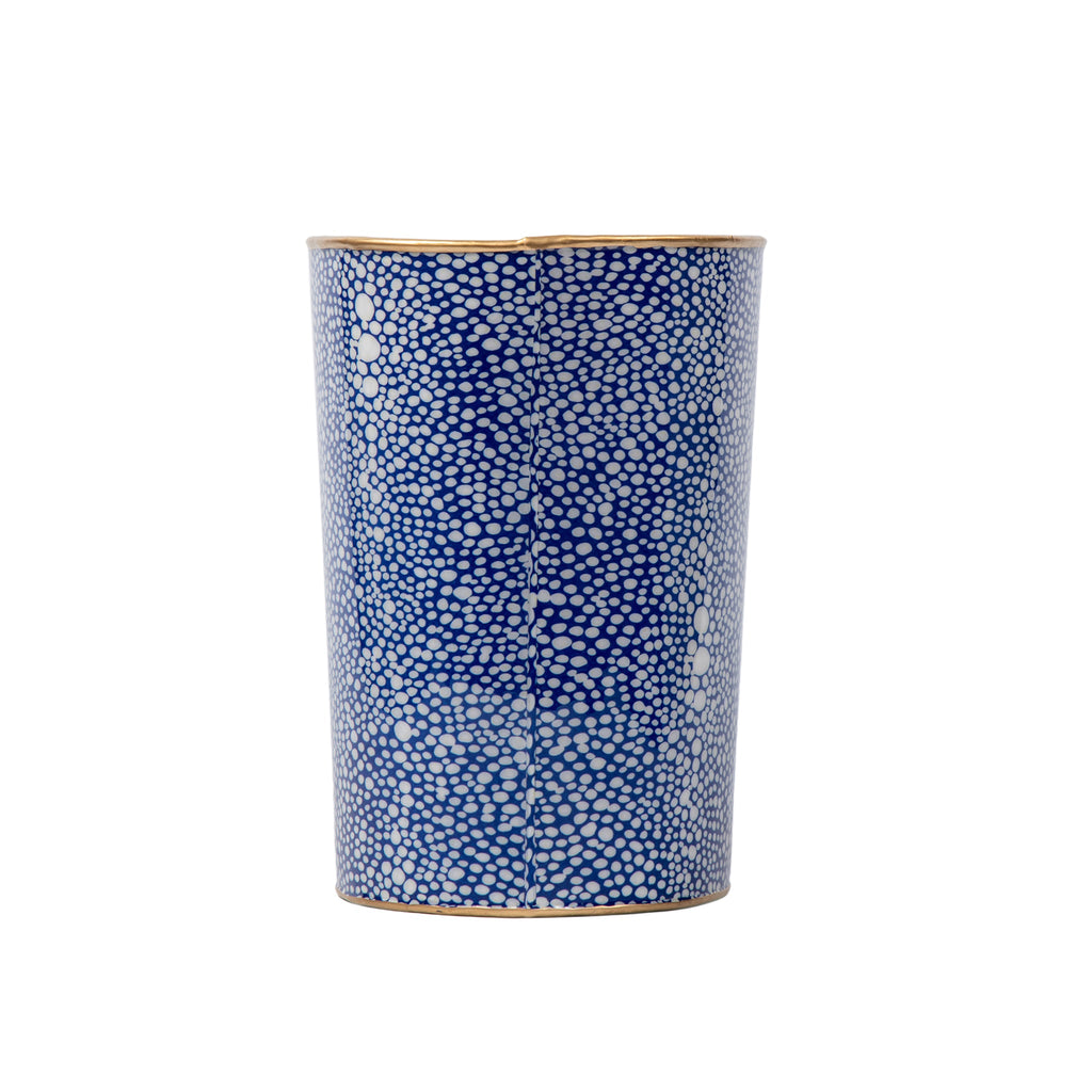 Shagreen Enameled Oval Wastebasket - Avail 09/21