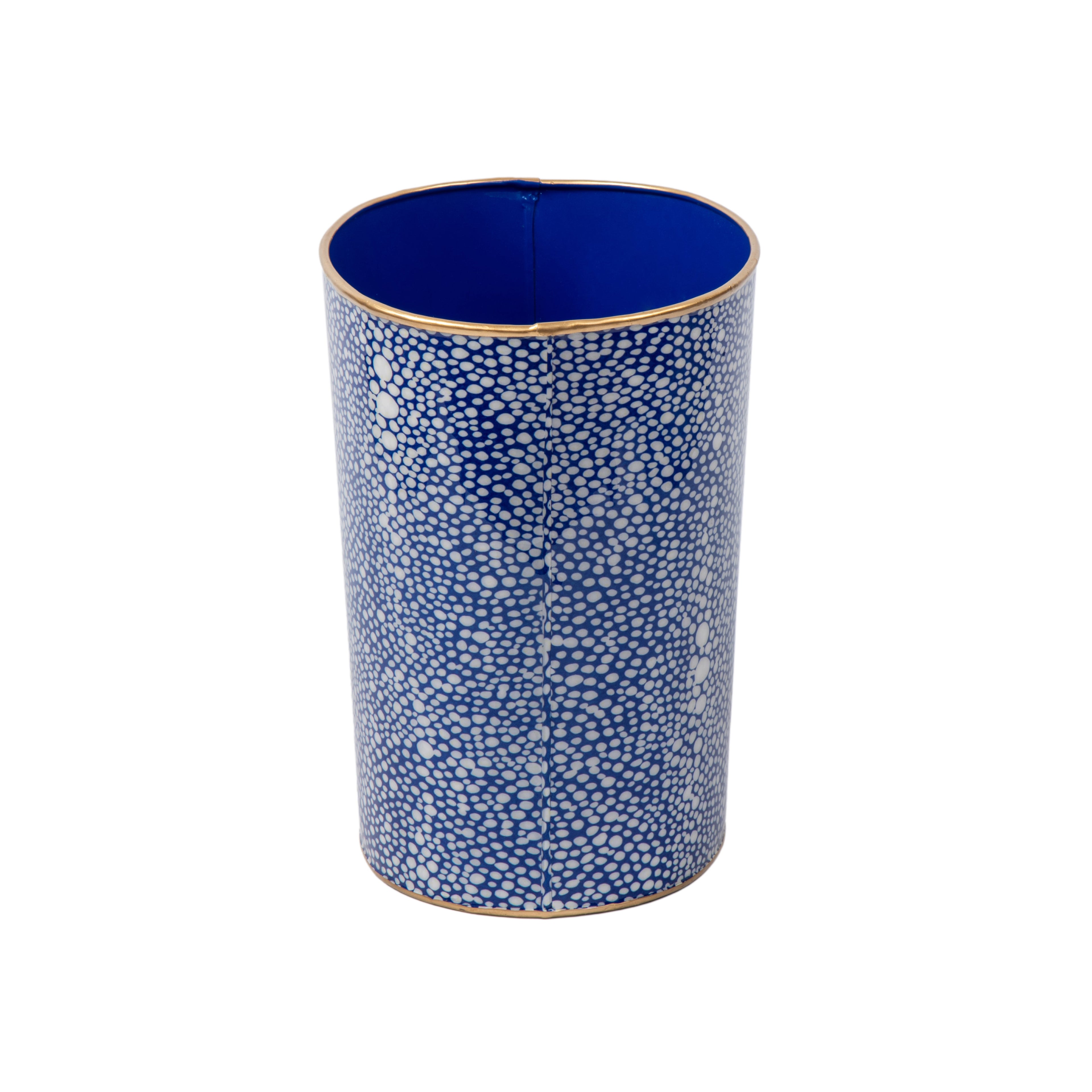 Shagreen Enameled Oval Wastebasket - Avail 09/21