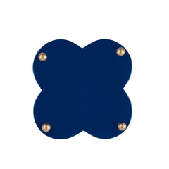 Shagreen Enameled White and Blue Quatrefoil Metal Cachepot Planter For Bedroom, Office, Kitchen and Living Room
