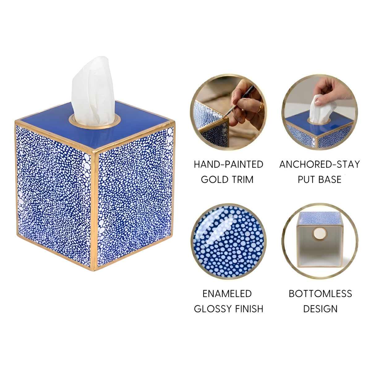 Shagreen Enameled Tissue Box Cover - Avail 10/16