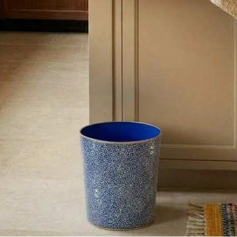 Shagreen Enameled Oval Wastebasket - Avail 10/01