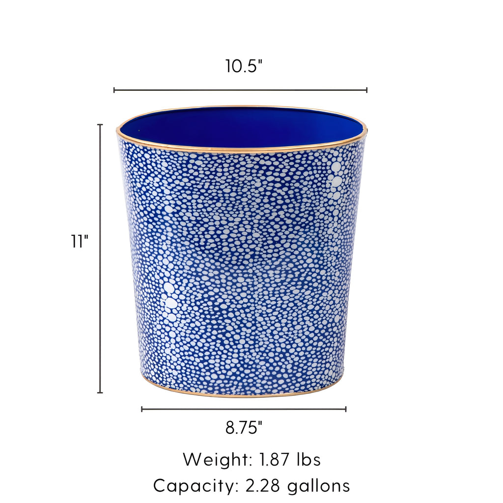 Shagreen Enameled Oval Wastebasket - Avail 10/01