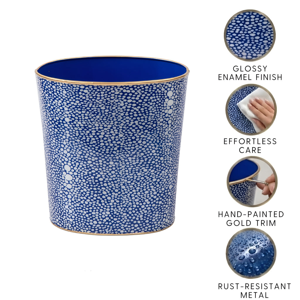 Shagreen Enameled Oval Wastebasket - Avail 10/01