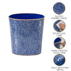 Shagreen Enameled Oval Wastebasket - Avail 10/01