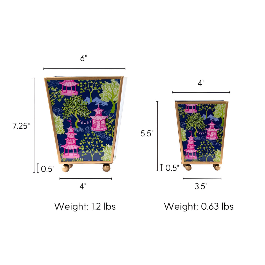 Garden Party Enameled Square Cachepot Planter