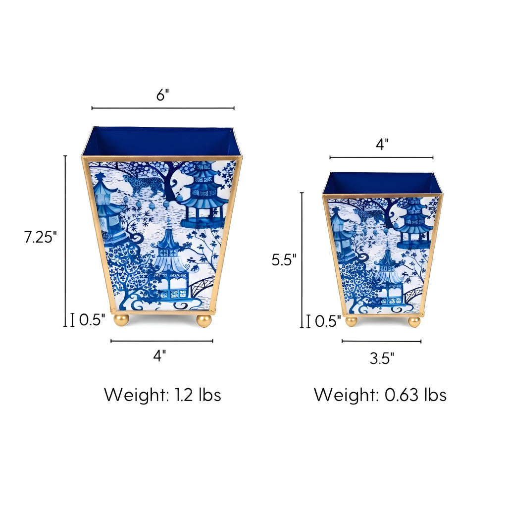 Garden Party Enameled Square Cachepot Planter