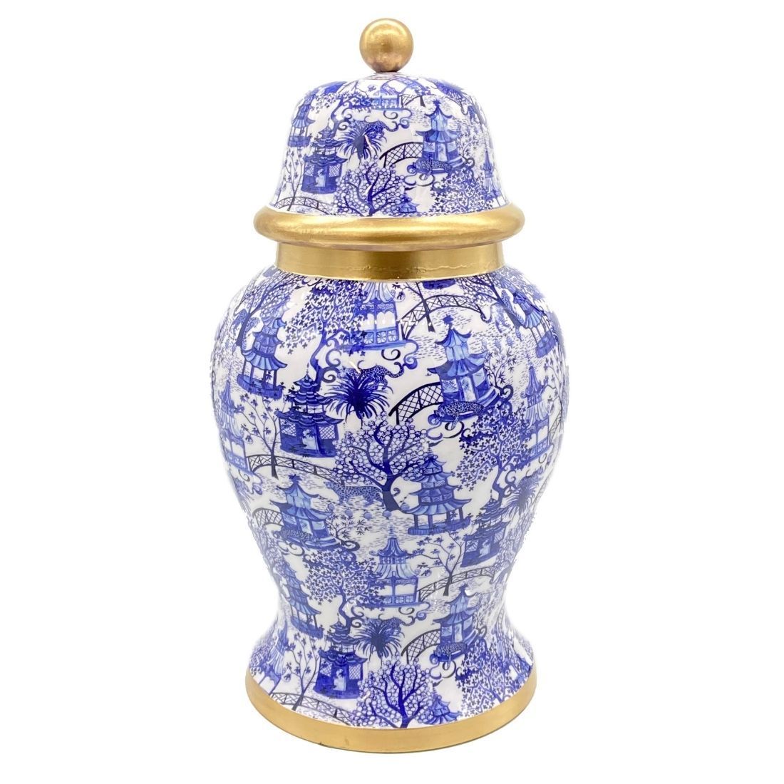 Garden Party Enameled Ginger Jar White & Blue - Avail 2/14